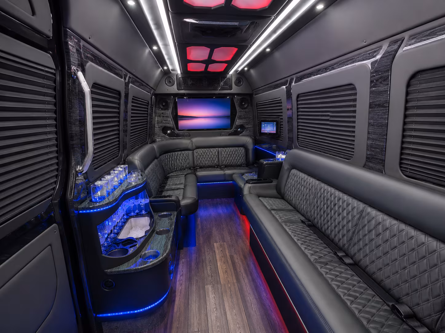 lincoln 30 passenger party bus inside