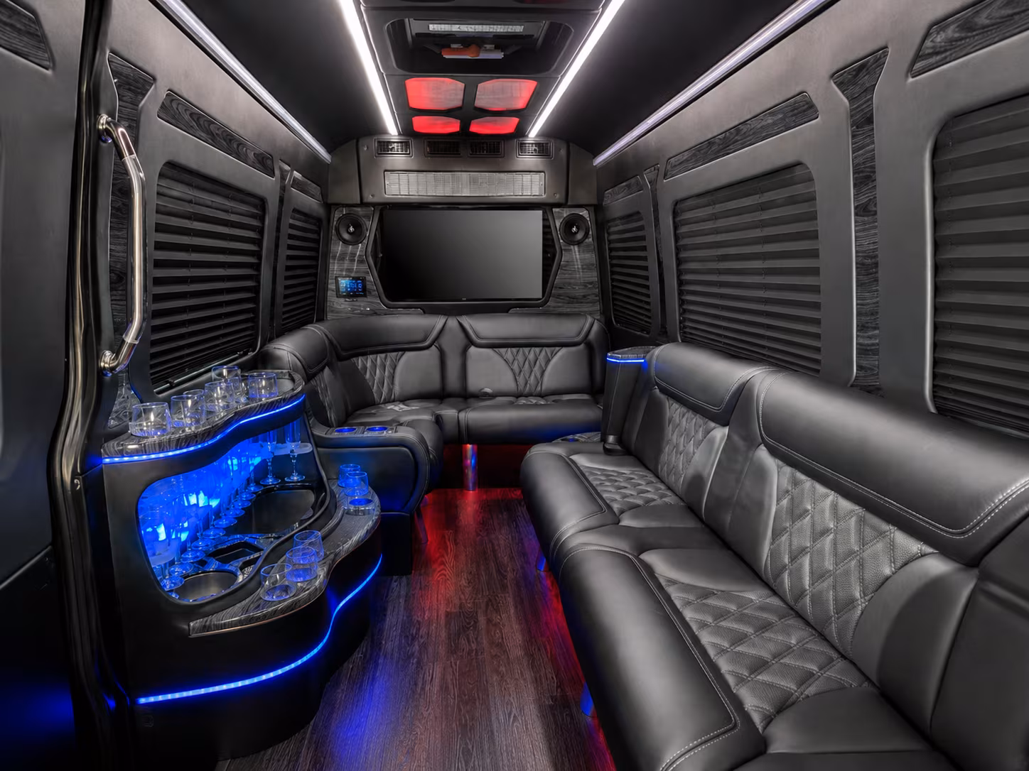 lincoln 40 passenger party bus inside