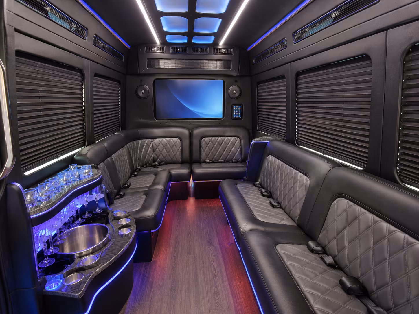 lincoln party bus rental interior